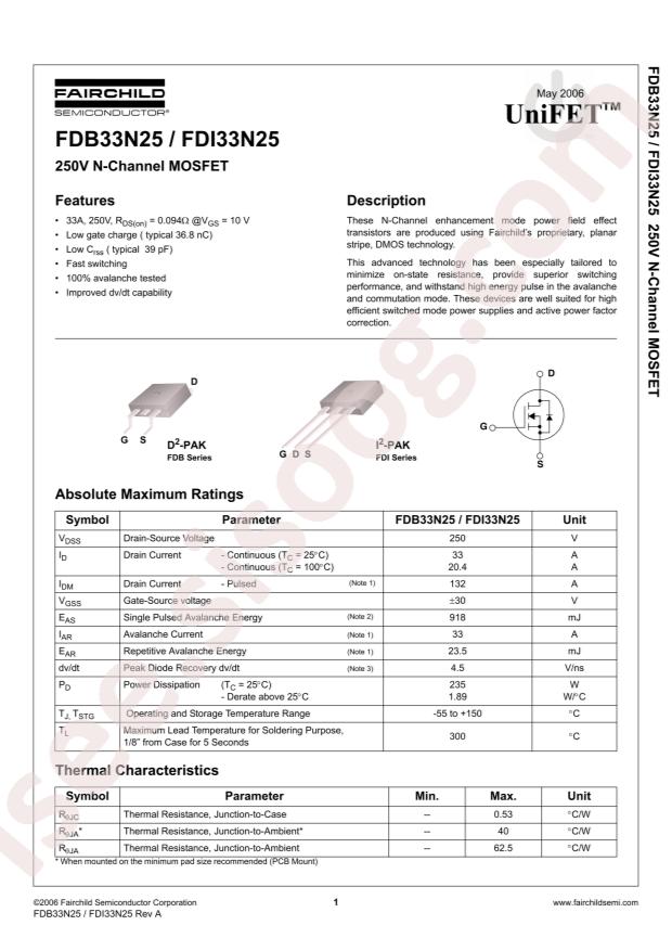onsemi FDI33N25TU
