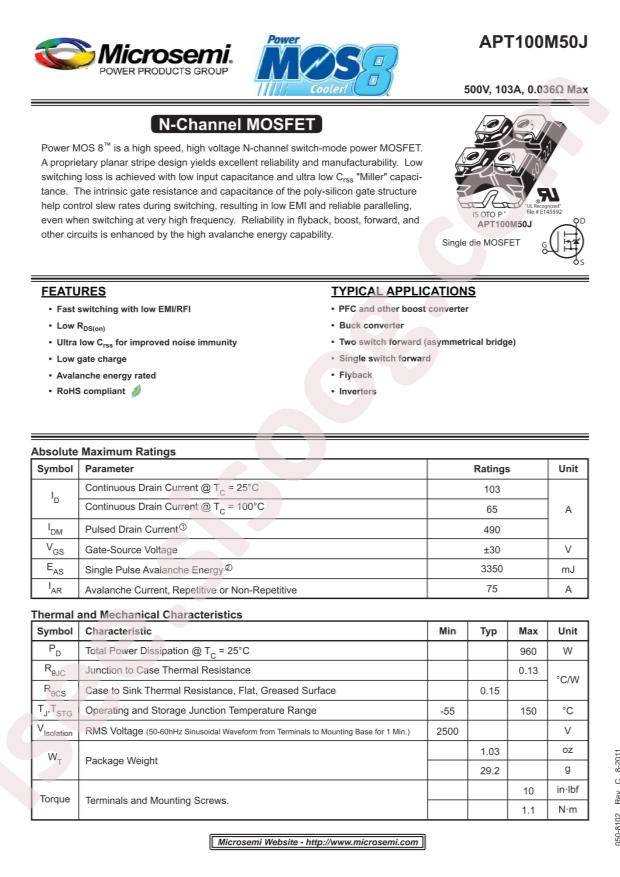 MICROCHIP APT50M75JLL
