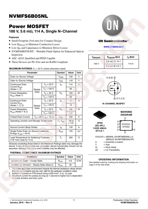 onsemi NVMFS6B05NLT1G