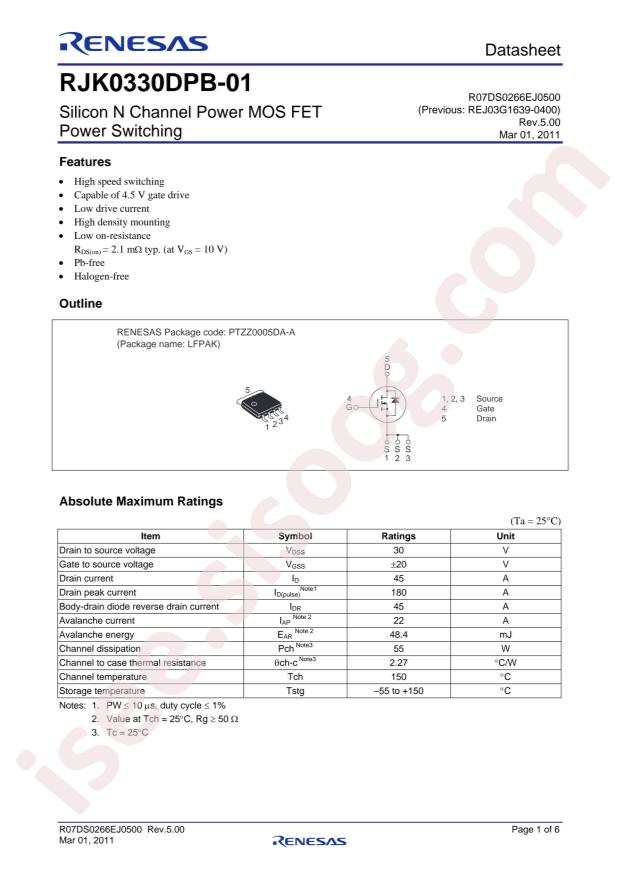 RENESAS RJK0330DPB-01#J0