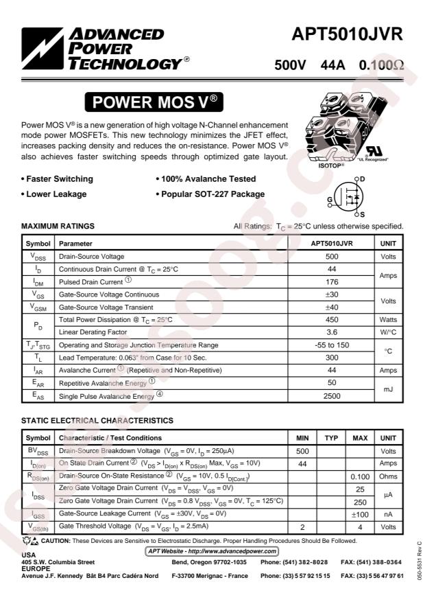 MICROCHIP APT5010JVR