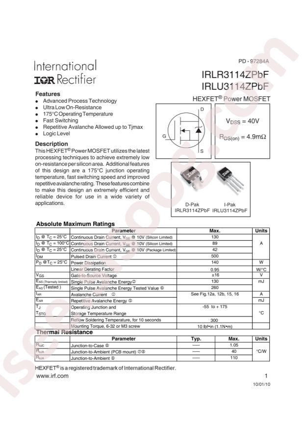Infineon IRLR3114ZPBF