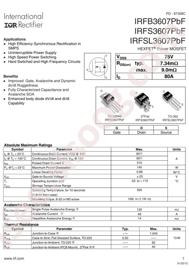 Infineon IRFS3607PBF
