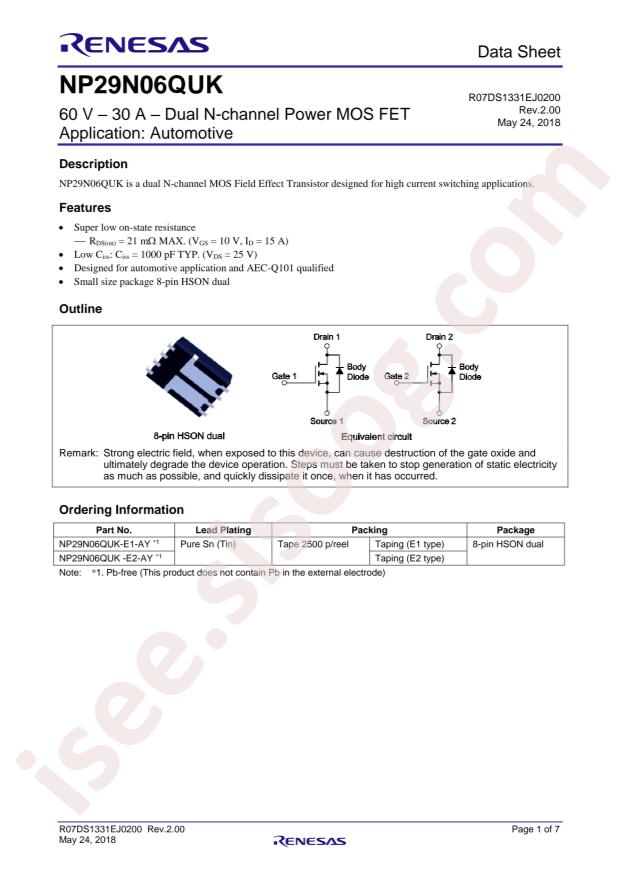 RENESAS NP29N06QUK-E1-AY