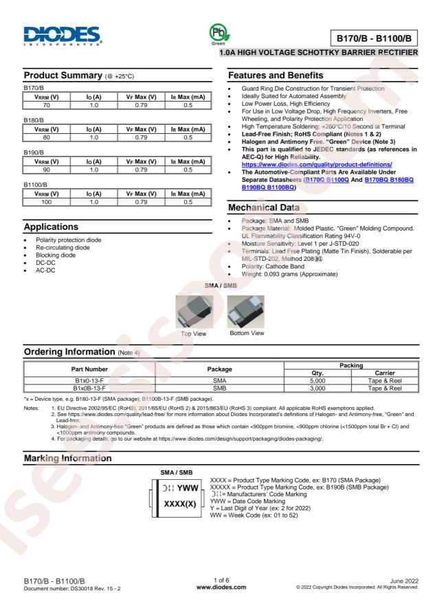 DIODES B190-13-F