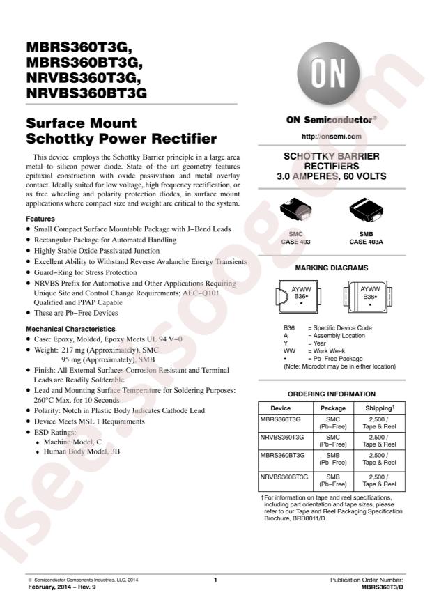 onsemi MBRS360BT3G
