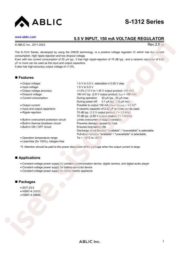 ABLIC S-1312A15-A4T2U3