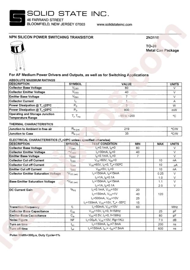 Solid State System 2N3110