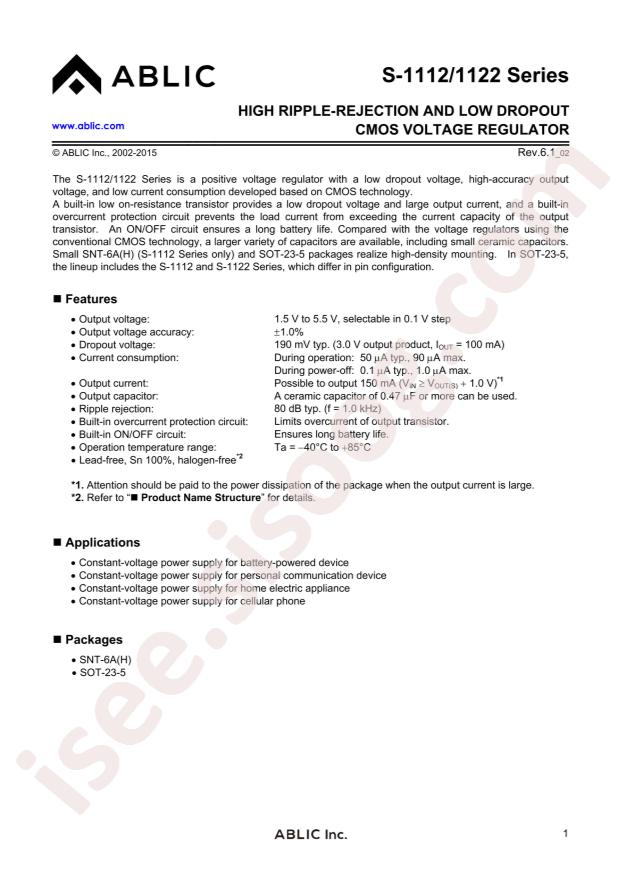 ABLIC S-1122B46MC-L9FTFU