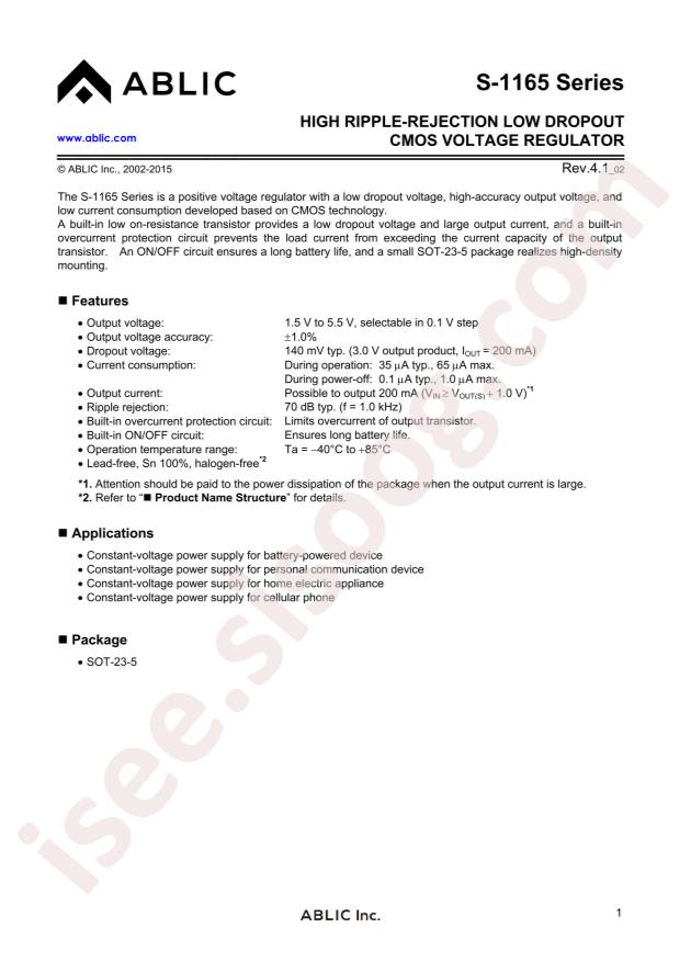 ABLIC S-1165B31MC-N6QTFG