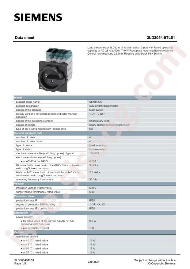 SIEMENS 3LD3054-0TL51