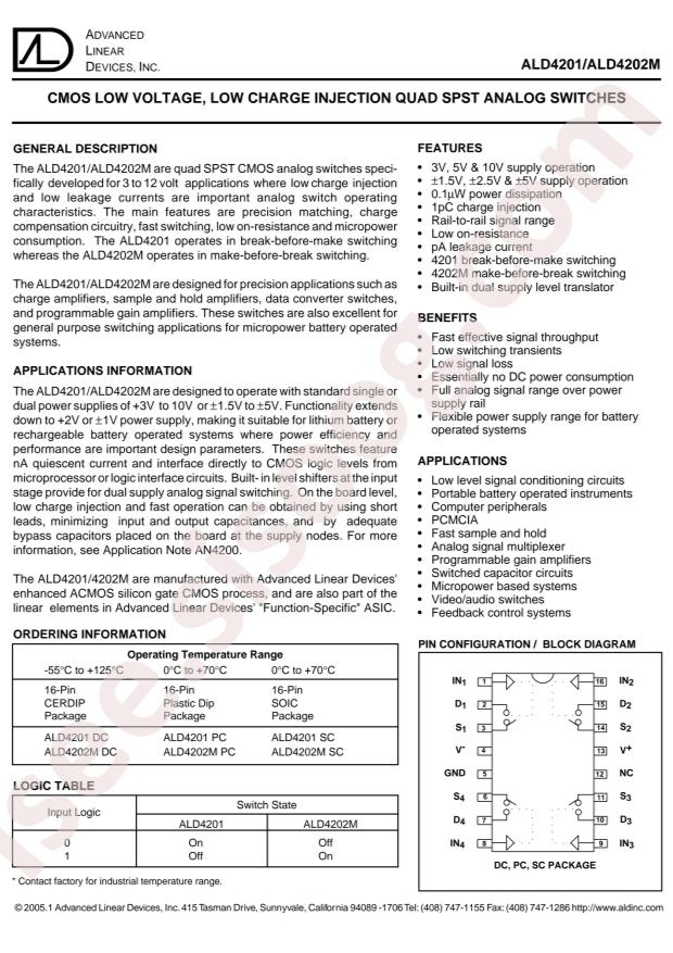 Advanced Linear Devices ALD4201PCL