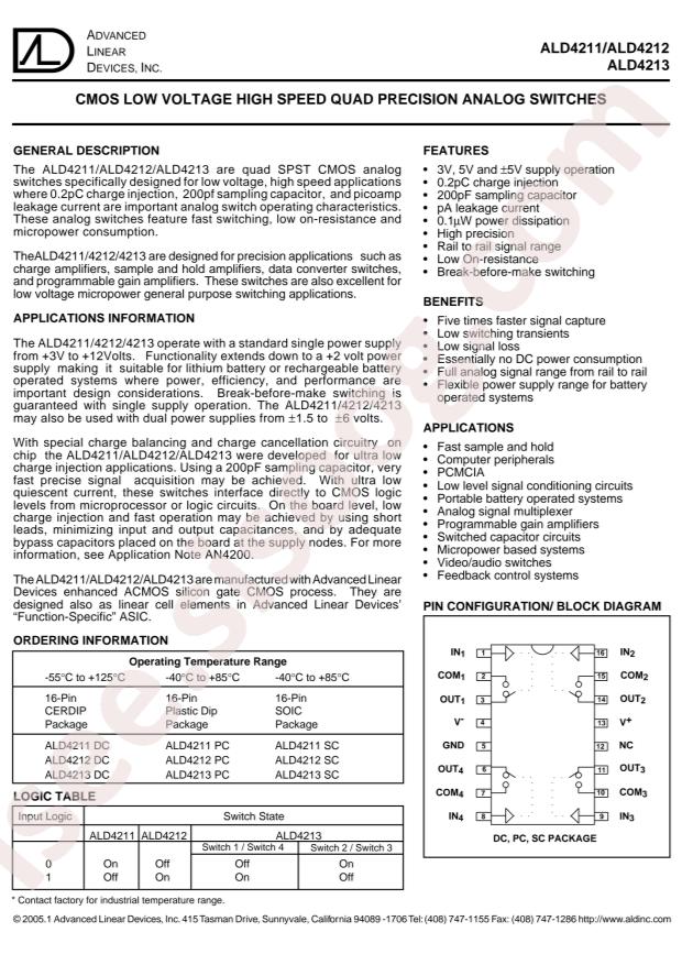 Advanced Linear Devices ALD4211PCL