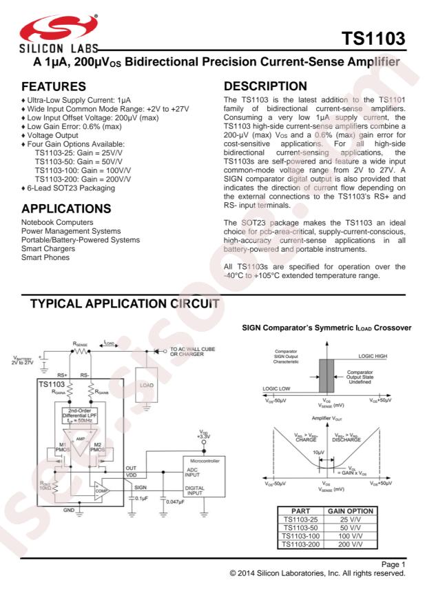 SILICON LABS TS1103-200EG6