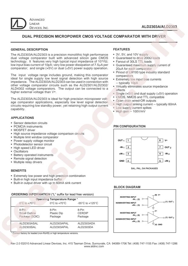 Advanced Linear Devices ALD2303PAL