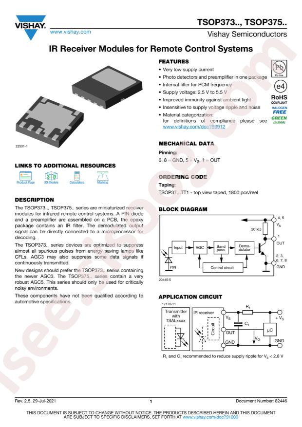VISHAY TSOP37340HTT1