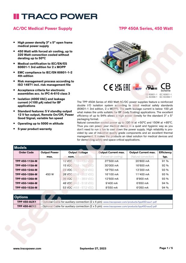 TRACO POWER TPP 450-124A-M