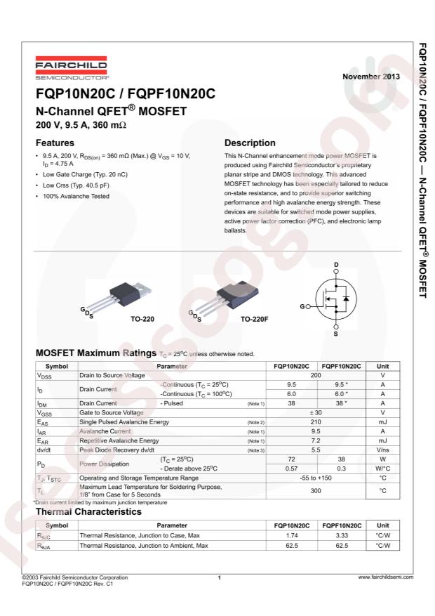 onsemi FQPF10N20C