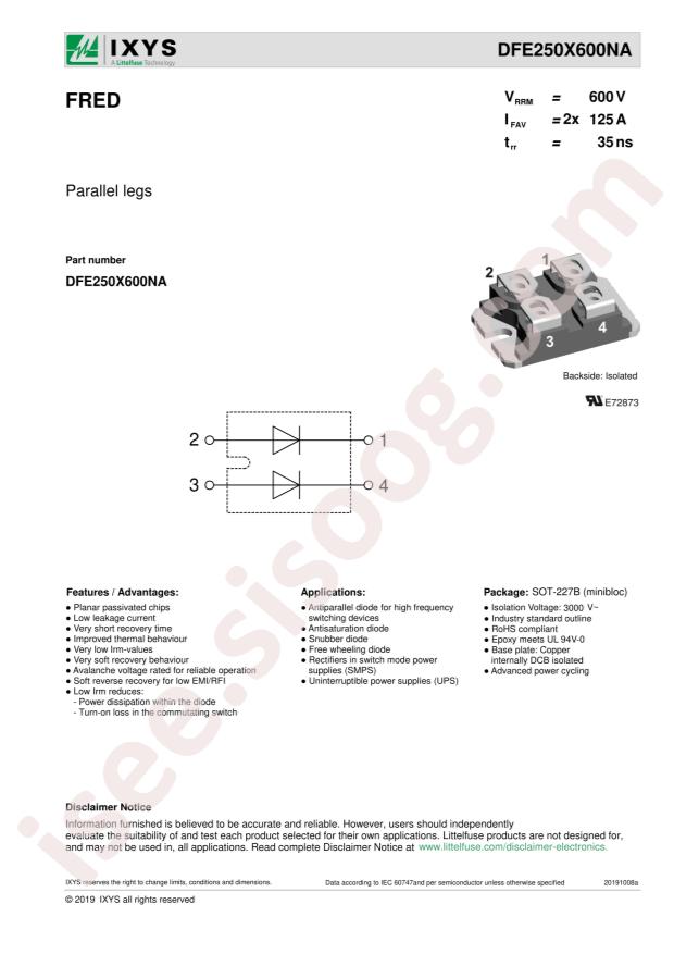 Littelfuse/IXYS DFE250X600NA