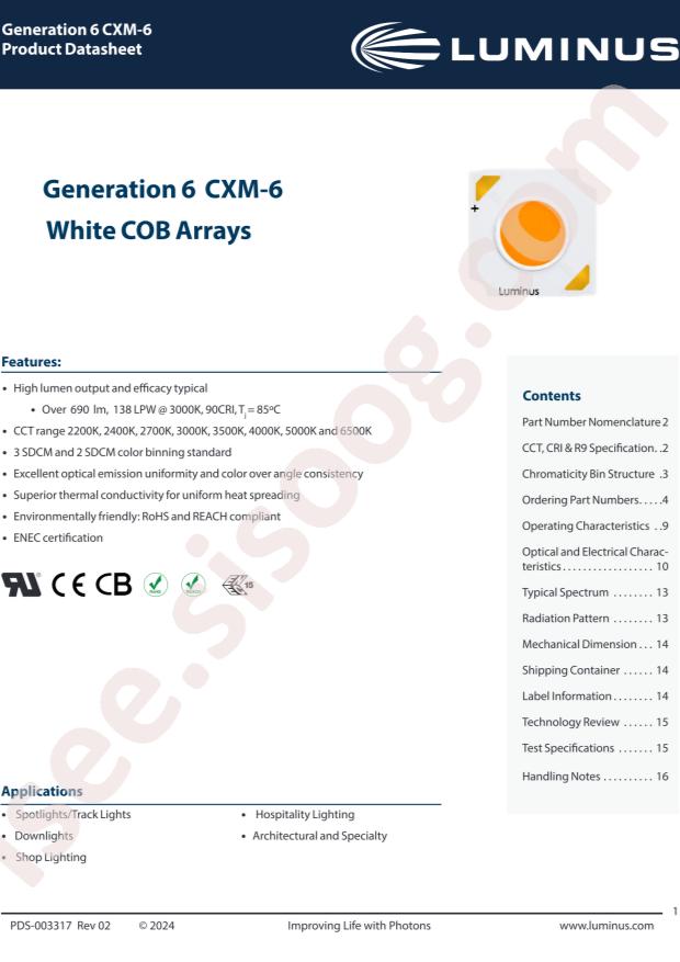 Luminus Devices CXM-6-50-70-18-TA60-F7-2