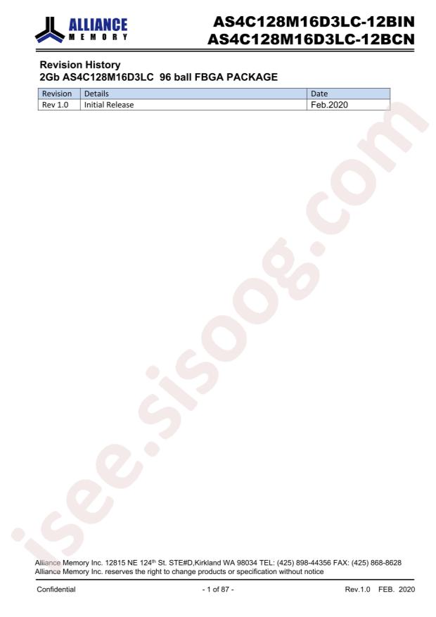 Alliance Memory AS4C128M16D3LC-12BCNTR