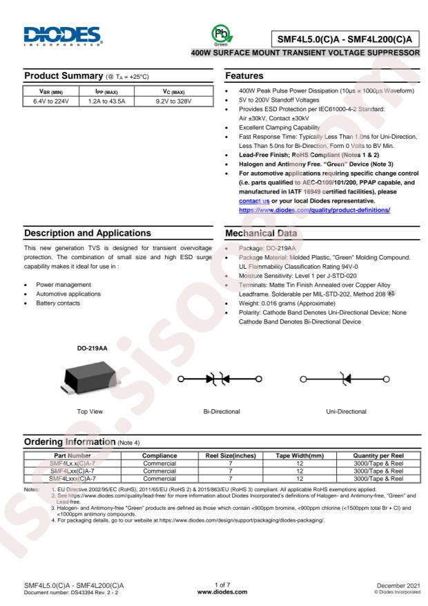 DIODES SMF4L7.5CA-7