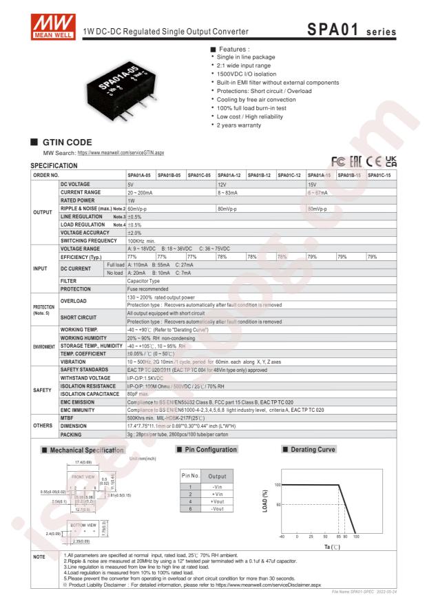 MEAN WELL SPA01C-12