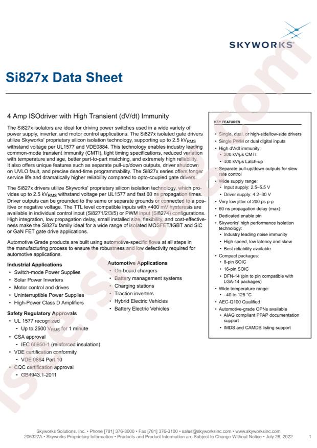 SKYWORKS SI8271ABD-AS