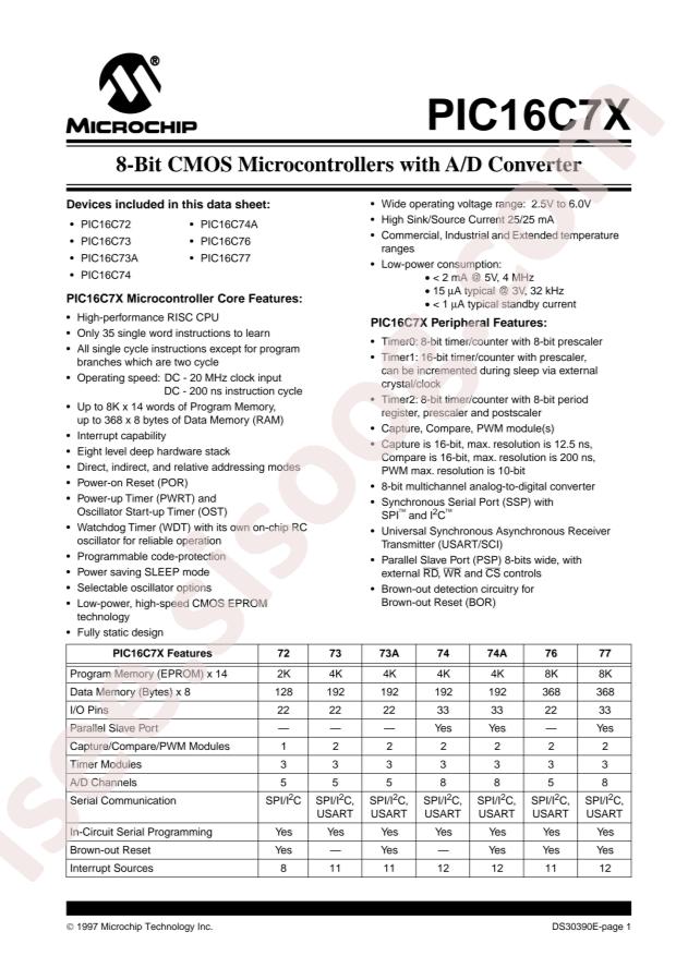 MICROCHIP PIC16C74A-10I/P