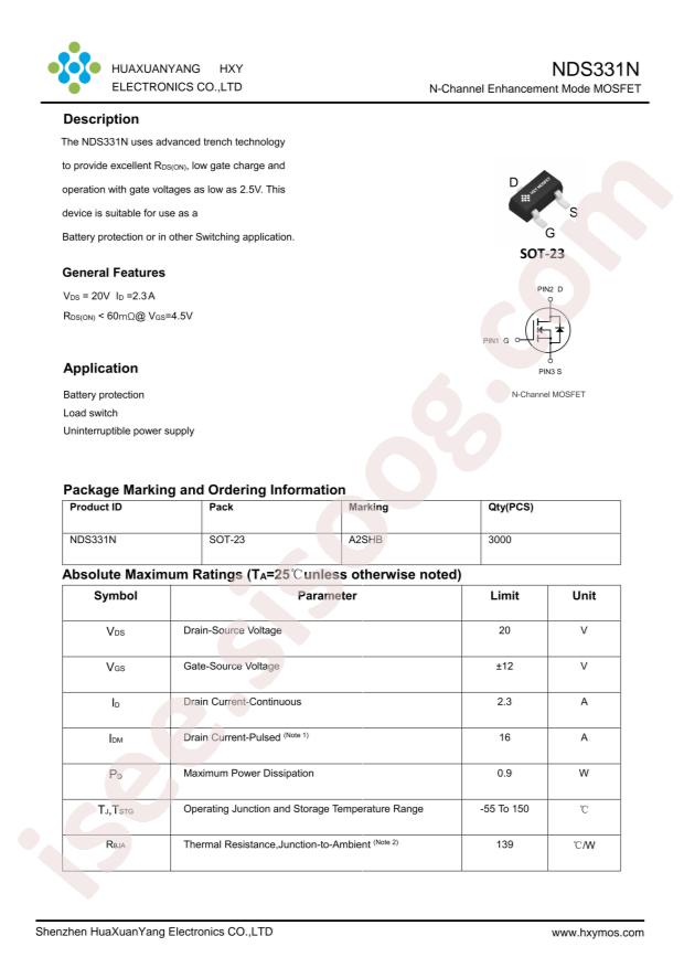 HXY MOSFET NDS331N-HXY