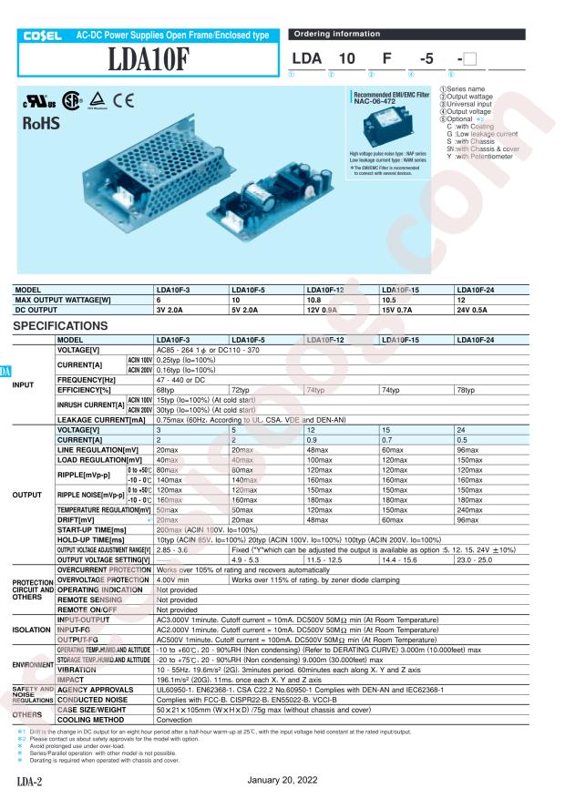 Cosel LDA100W-15-GY