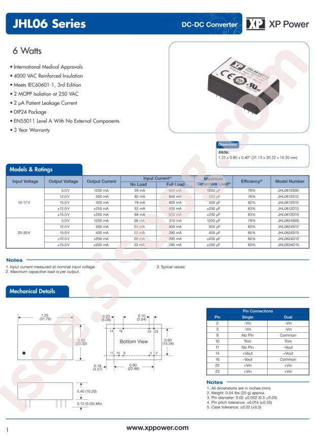 XP Power JHL0612D15
