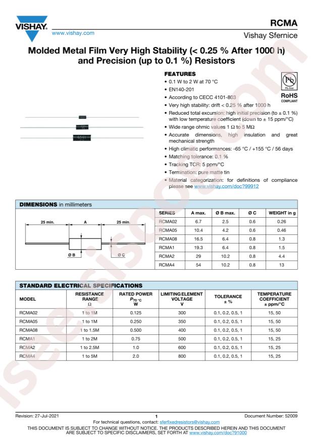 VISHAY RCMA0275R00AES03