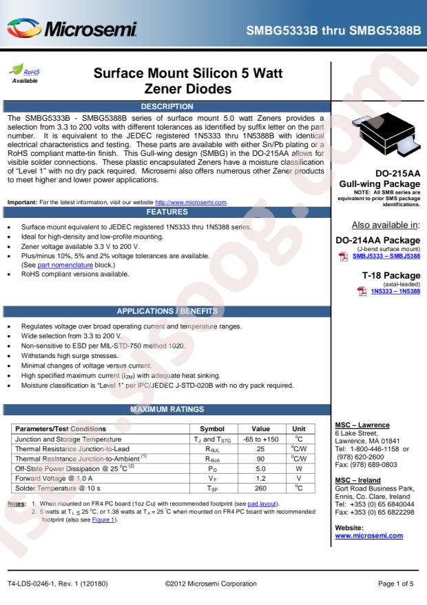 MICROCHIP SMBG5356C/TR13