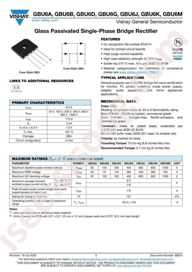 VISHAY GBU6K-M3/51