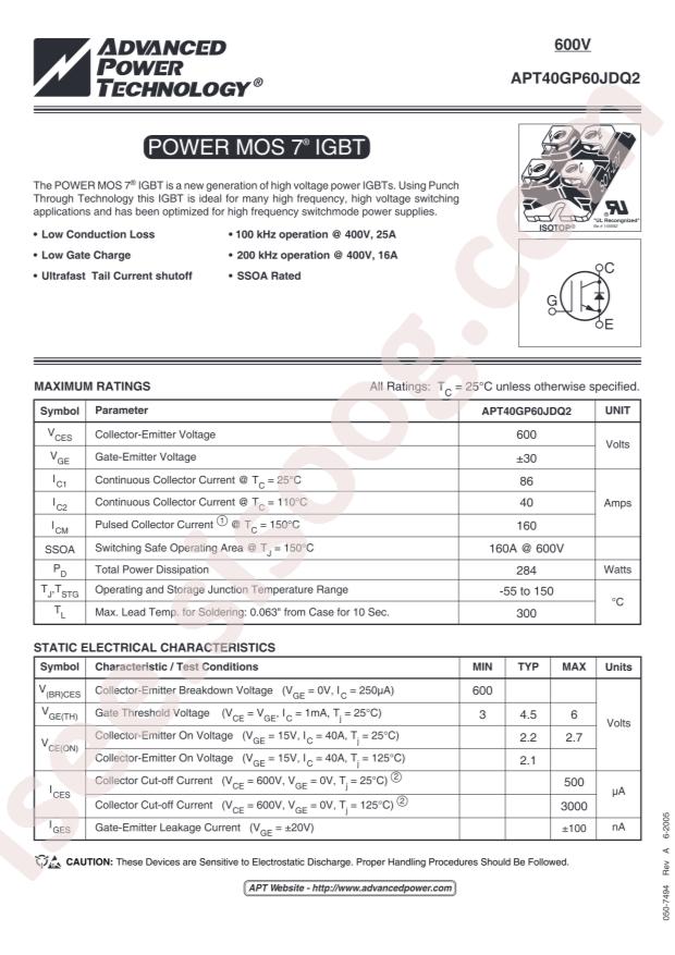 MICROCHIP APT40GP60JDQ2