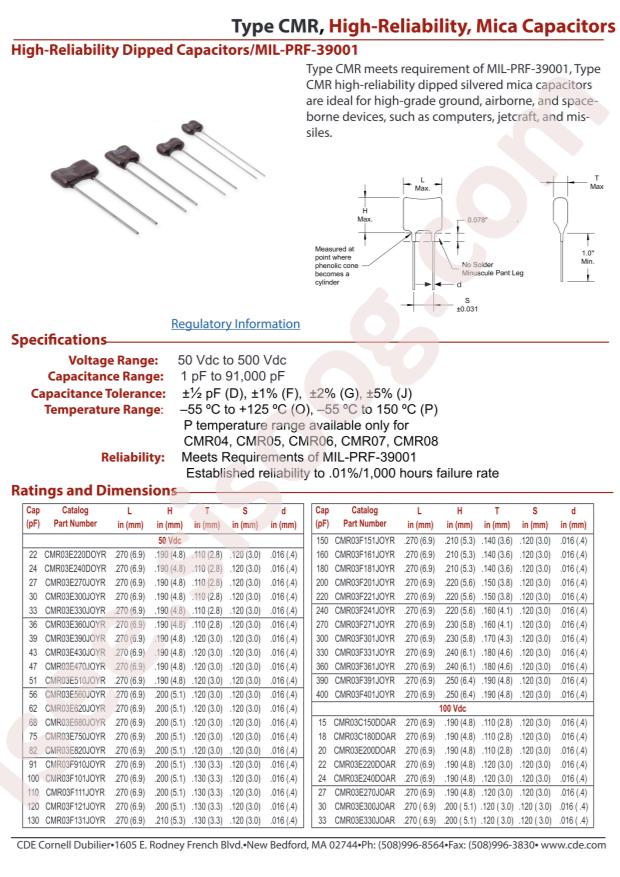 Cornell Dubilier Electronics CMR07F203GODM