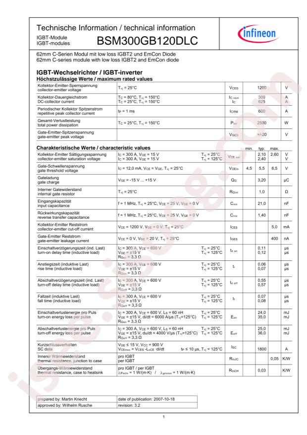Infineon BSM300GB120DLC