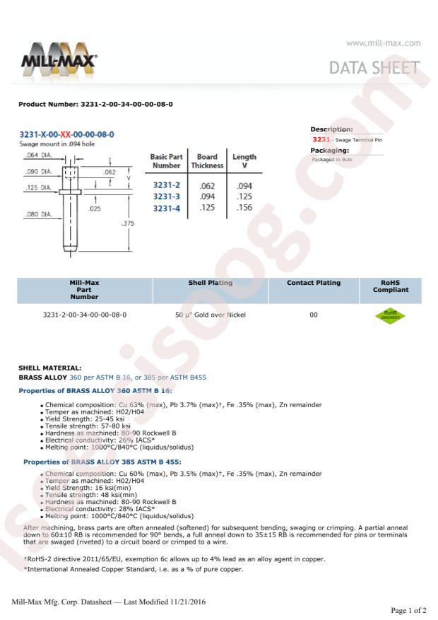 Mill-Max Mfg. Corp. 3231-2-00-34-00-00-08-0