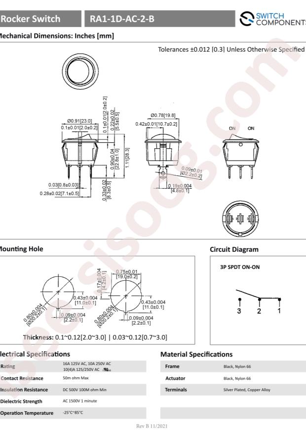 Switch Components RA1-1D-AC-2-B