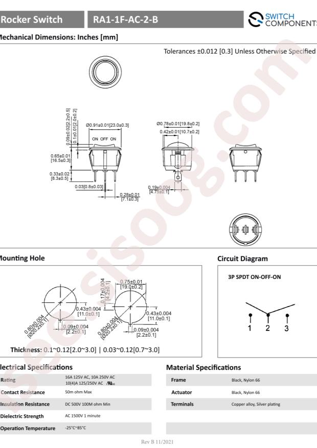 Switch Components RA1-1F-AC-2-B