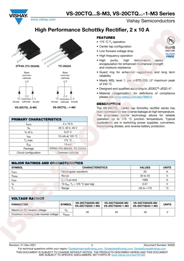 VISHAY VS-20CTQ045-1-M3