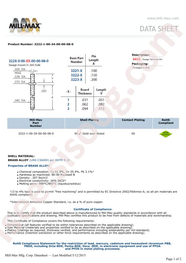 Mill-Max Mfg. Corp. 3222-1-00-34-00-00-08-0
