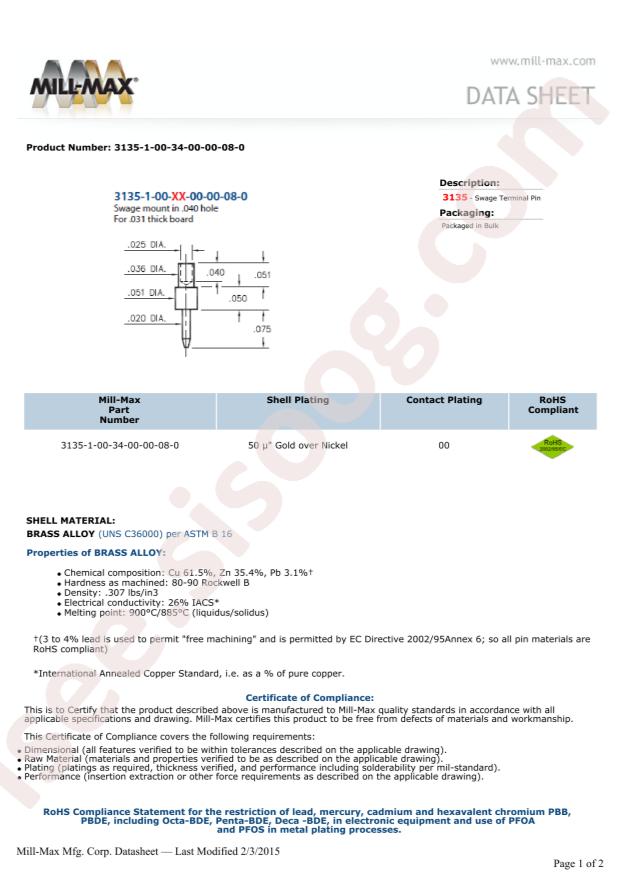 Mill-Max Mfg. Corp. 3135-1-00-34-00-00-08-0
