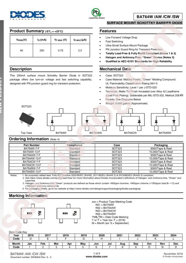 DIODES BAT64SW-7-F