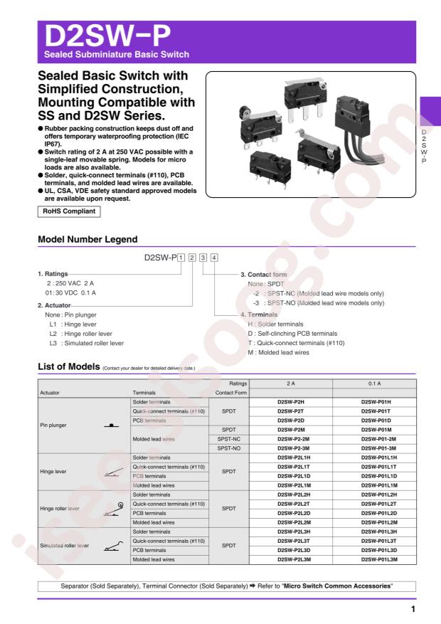 OMRON D2SW-P2L1D