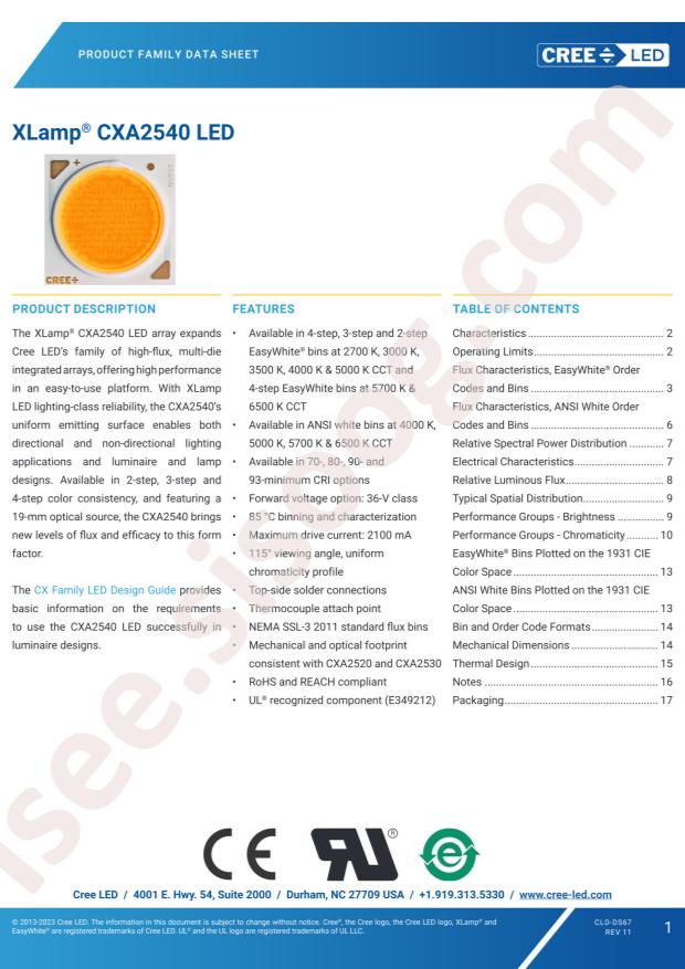CREE LED CXA2540-0000-000N00W450F