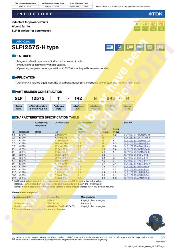 TDK SLF12575T-5R6N6R3-H