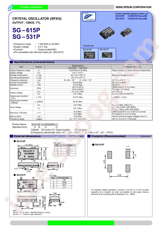 EPSON SG-615P 20.0000MB3:ROHS