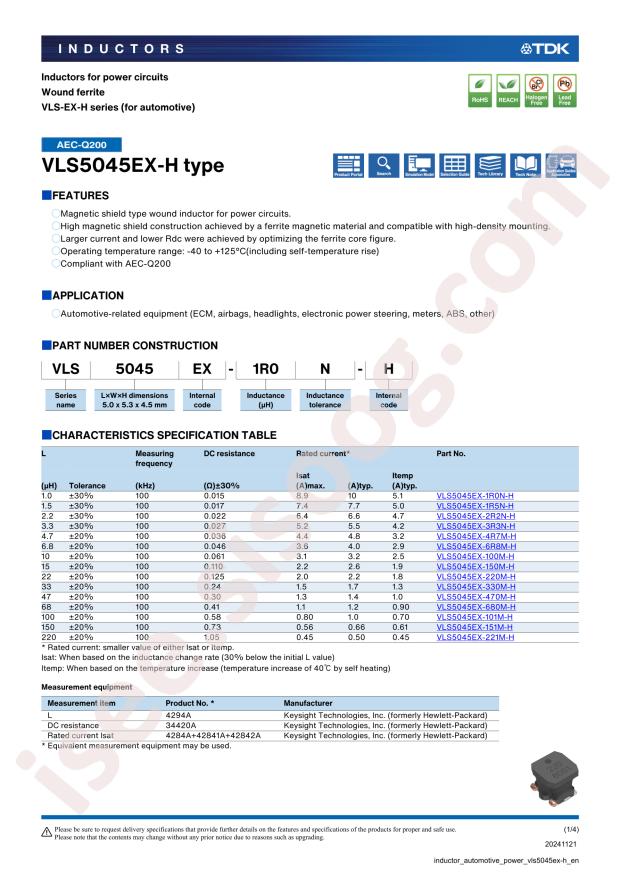 TDK VLS5045EX-101M-H